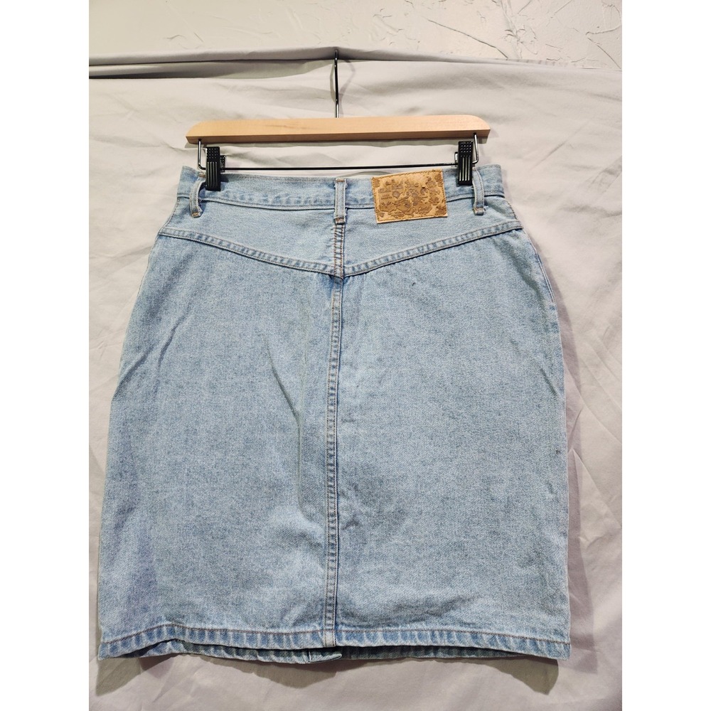 VTG‎ Y2K Hangten Button Up Denim Skirt with Floral Patches 11/12 30" Waist - Picture 5 of 7
